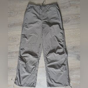 Zara Women's High Waisted Drawstring Parachute Pants Baggy Streetwear Gorpcore